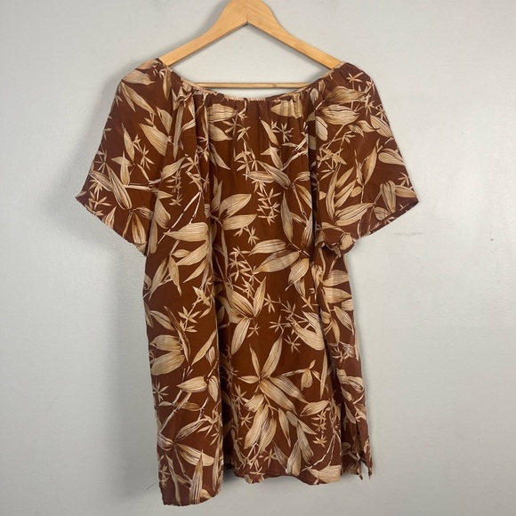 Vintage Diane Von Furtsenburg brown and tan printed scoop neck blouse silk 1X - Picture 4 of 4